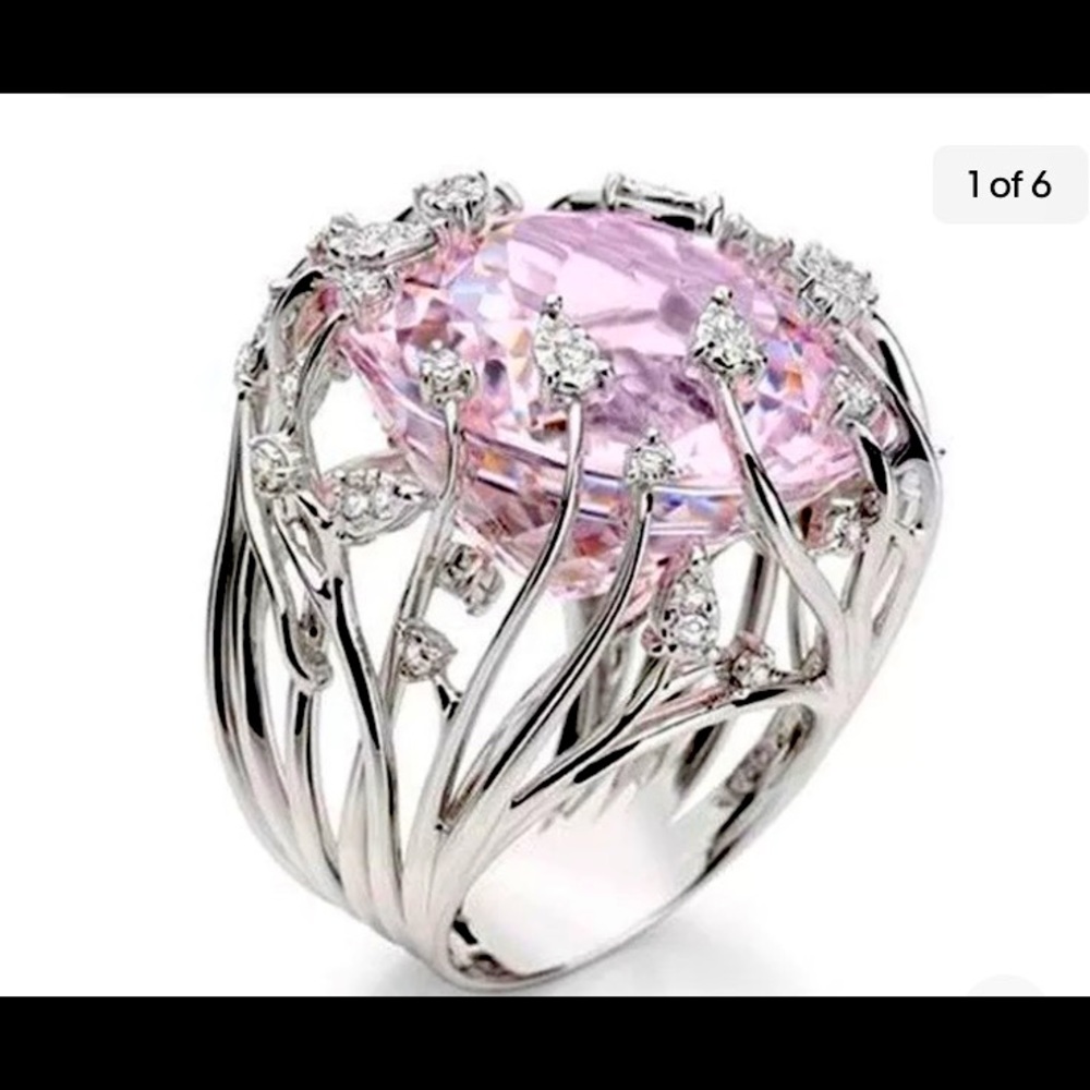 Gorgeous Women Wedding Rings 925 Silver Oval Cut Cubic Zircon Size 8